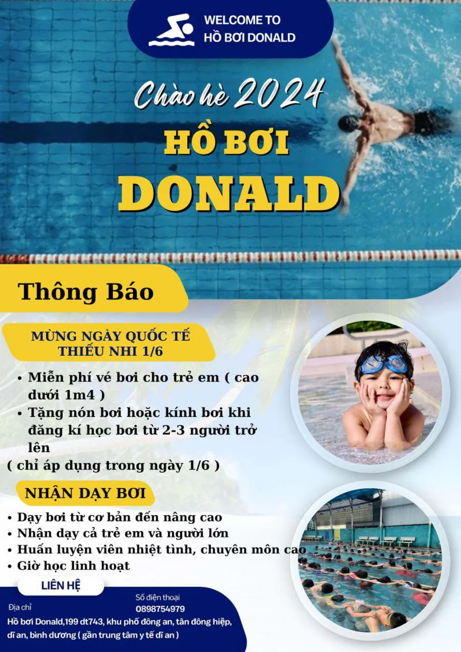Trung tâm dạy bơi hồ bơi Donald